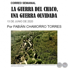 LA GUERRA DEL CHACO, UNA GUERRA OLVIDADA - Por FABIÁN CHAMORRO TORRES - Sábado, 13 de Junio de 2020
